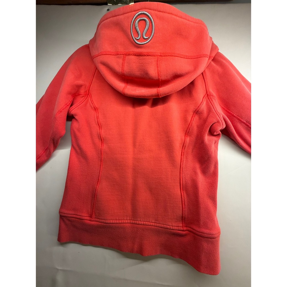 Lululemon Scuba Hoodie Full Zip Coral Pink Embroidered Logo Sweatshirt Size 4